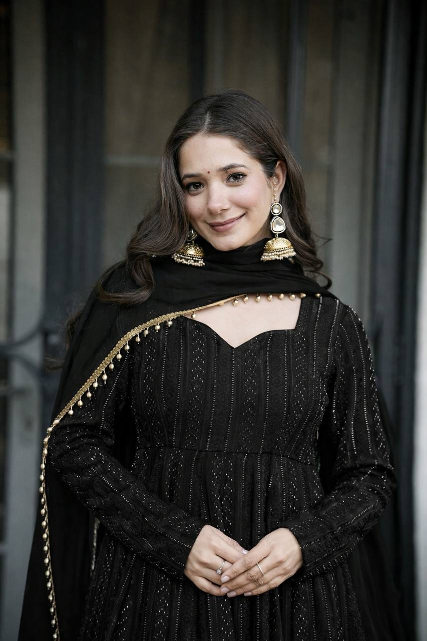 Meharika Zari Sequins Faux Blooming Sharara Suit