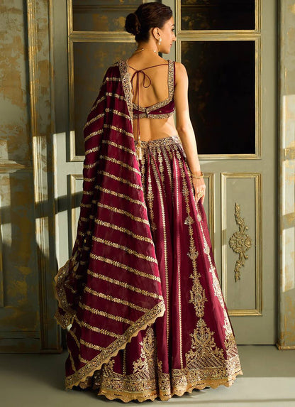 Mahira Maroon Kasturi Silk Zari & Sequins Bridal Lehenga Choli