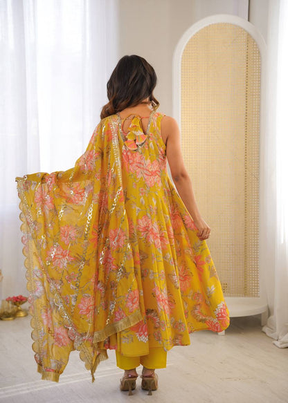 Mehvika Muslin Floral Anarkali Set