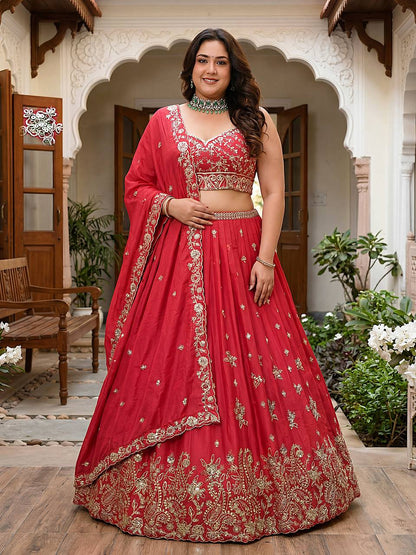 Nivashree Purple Chinon Embroidered Lehenga Choli