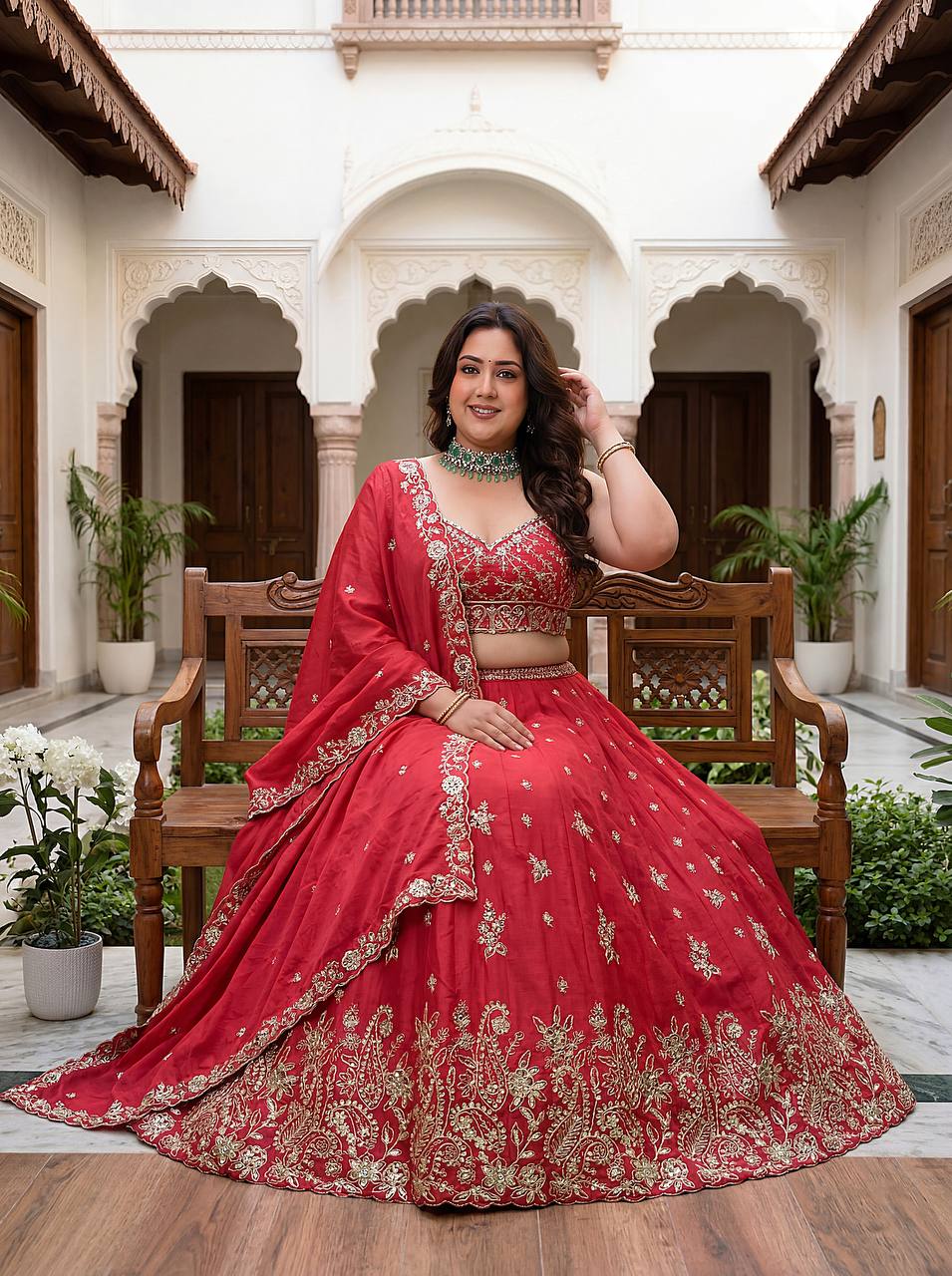 Nivashree Purple Chinon Embroidered Lehenga Choli