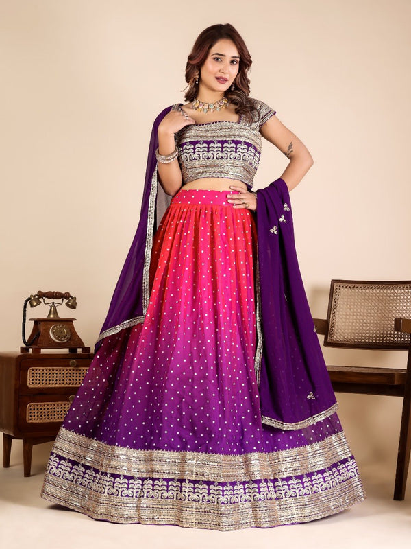Aaryavika Faux Georgette Lehenga Choli with Sequins Embroidery & Mukaish Work