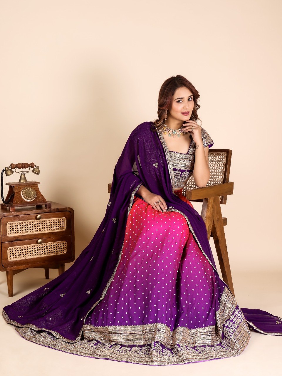 Aaryavika Faux Georgette Lehenga Choli with Sequins Embroidery & Mukaish Work