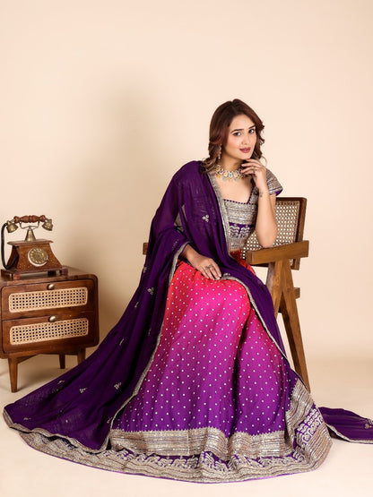 Aaryavika Faux Georgette Lehenga Choli with Sequins Embroidery & Mukaish Work