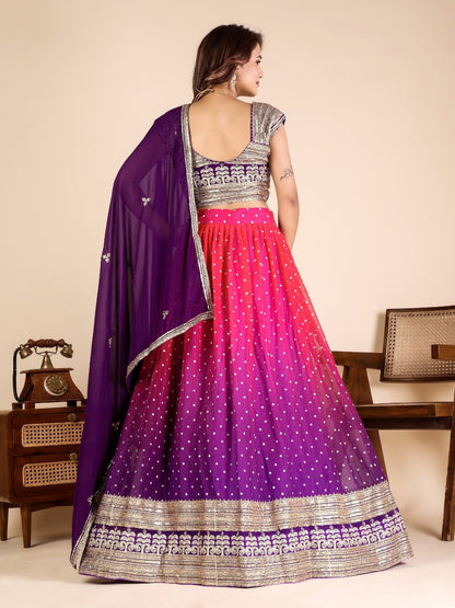 Aaryavika Faux Georgette Lehenga Choli with Sequins Embroidery & Mukaish Work
