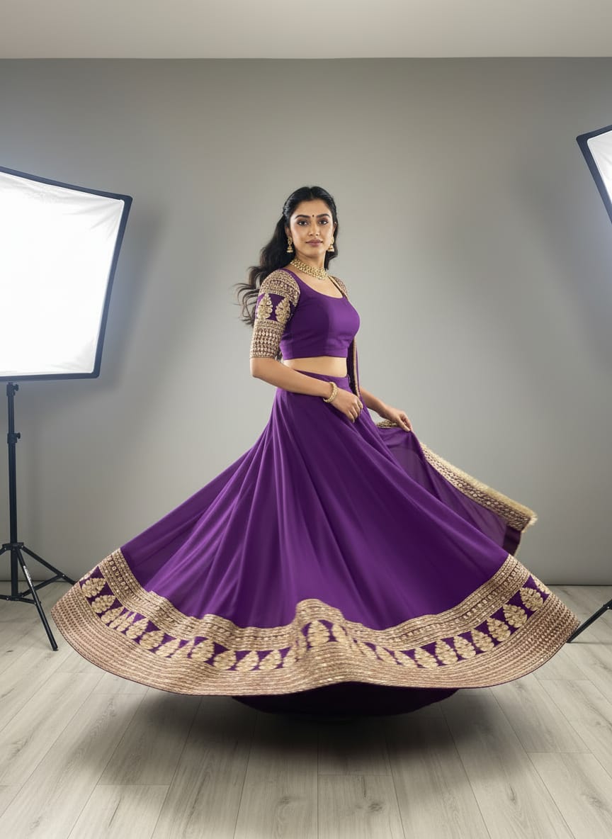 Kavisha Purple Sequins Embroidered Lehenga Choli