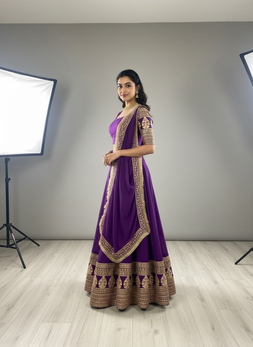 Kavisha Purple Sequins Embroidered Lehenga Choli