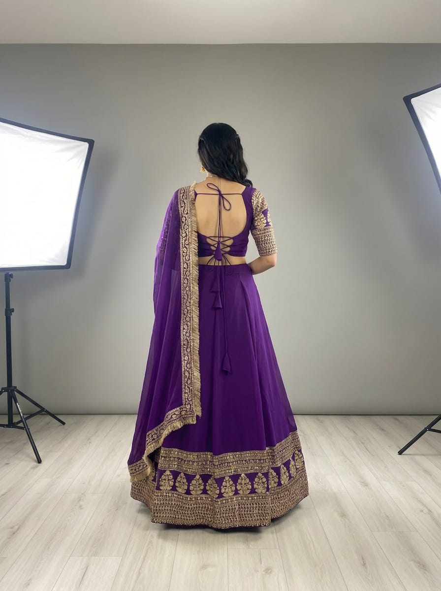 Kavisha Purple Sequins Embroidered Lehenga Choli