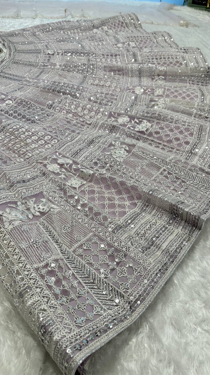 Eira Blush Pink Net Resham Sequins Bridal Lehenga Choli