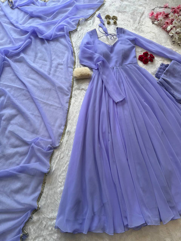 Niharika Sky Blue Georgette Anarkali Suit Set