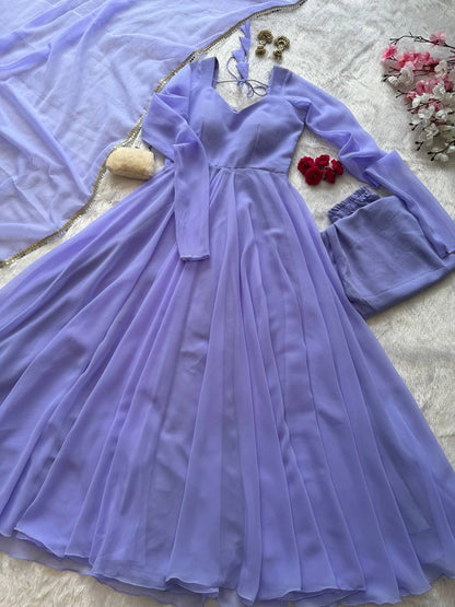Niharika Sky Blue Georgette Anarkali Suit Set