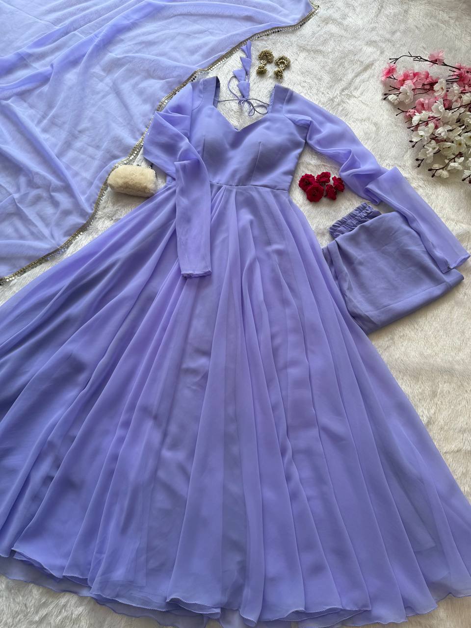 Niharika Sky Blue Georgette Anarkali Suit Set