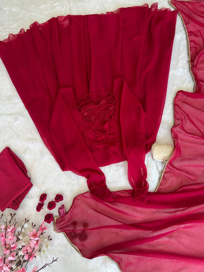 Kavishree Red Georgette Anarkali Suit Set