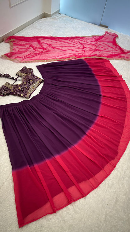 Aarohi Traditional Shaded Georgette Zari Sequins Lehenga Choli