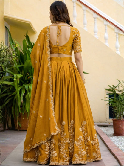 Mireya Yellow Rangoli Silk Embroidered Lehenga Set