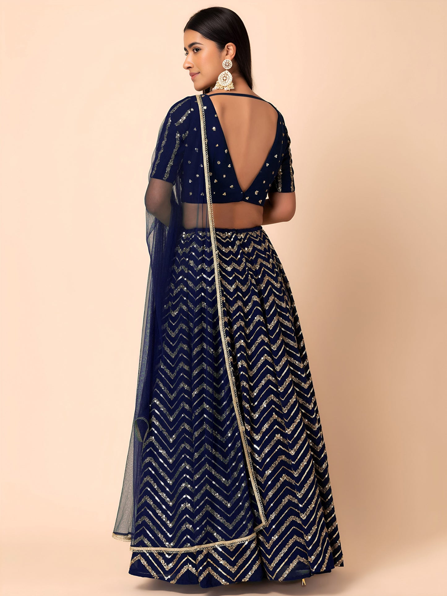 Kiyanshika Blue Georgette Embroidered Lehenga Choli