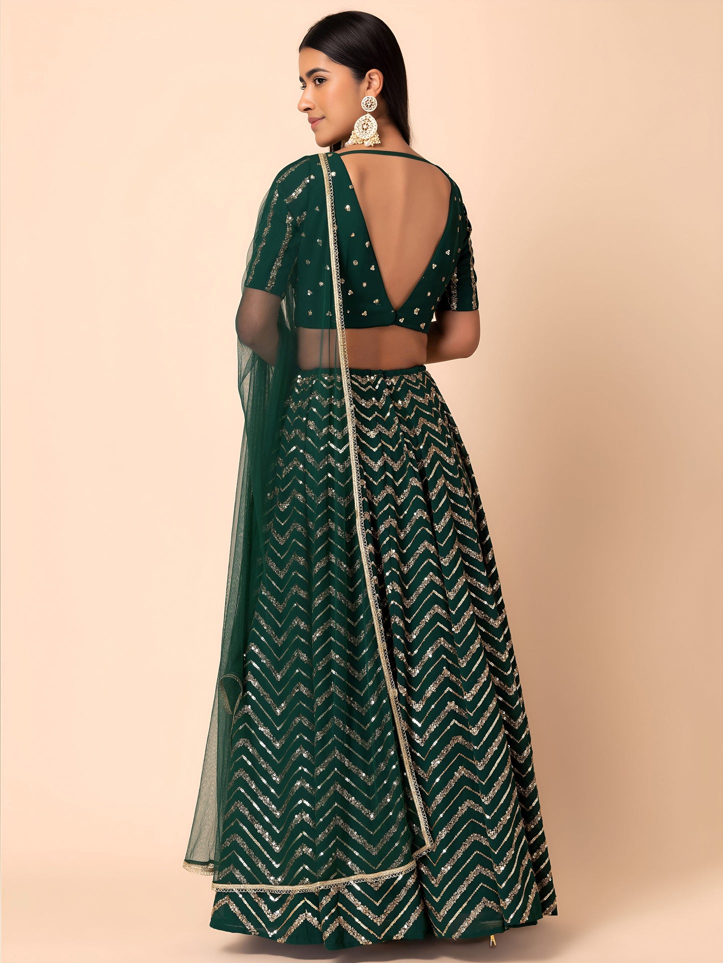 Mokshira Green Georgette Embroidered Lehenga Choli