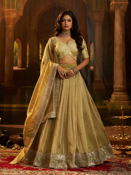 Lavira Olive Art Silk Crepe Lehenga Set