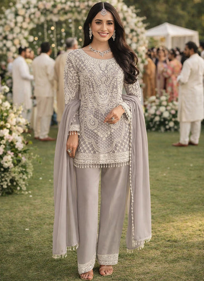 Rithvika Lavender Georgette Designer Embroidered Suit