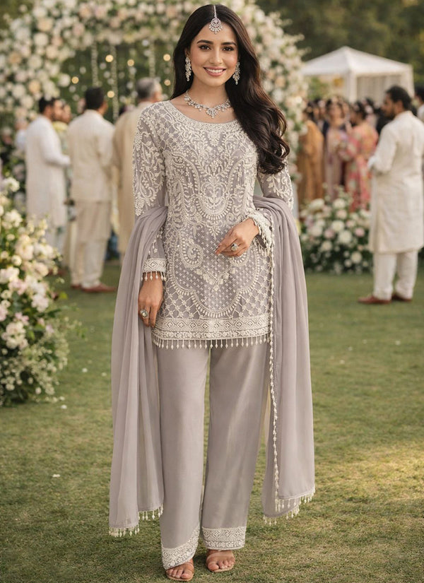 Rithvika Lavender Georgette Designer Embroidered Suit