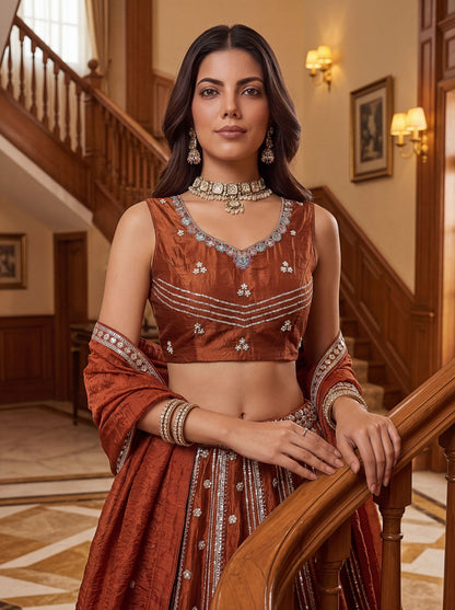 Prerika Fendi Silk Embroidered Lehenga Choli