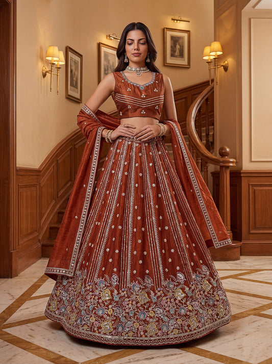 Prerika Fendi Silk Embroidered Lehenga Choli