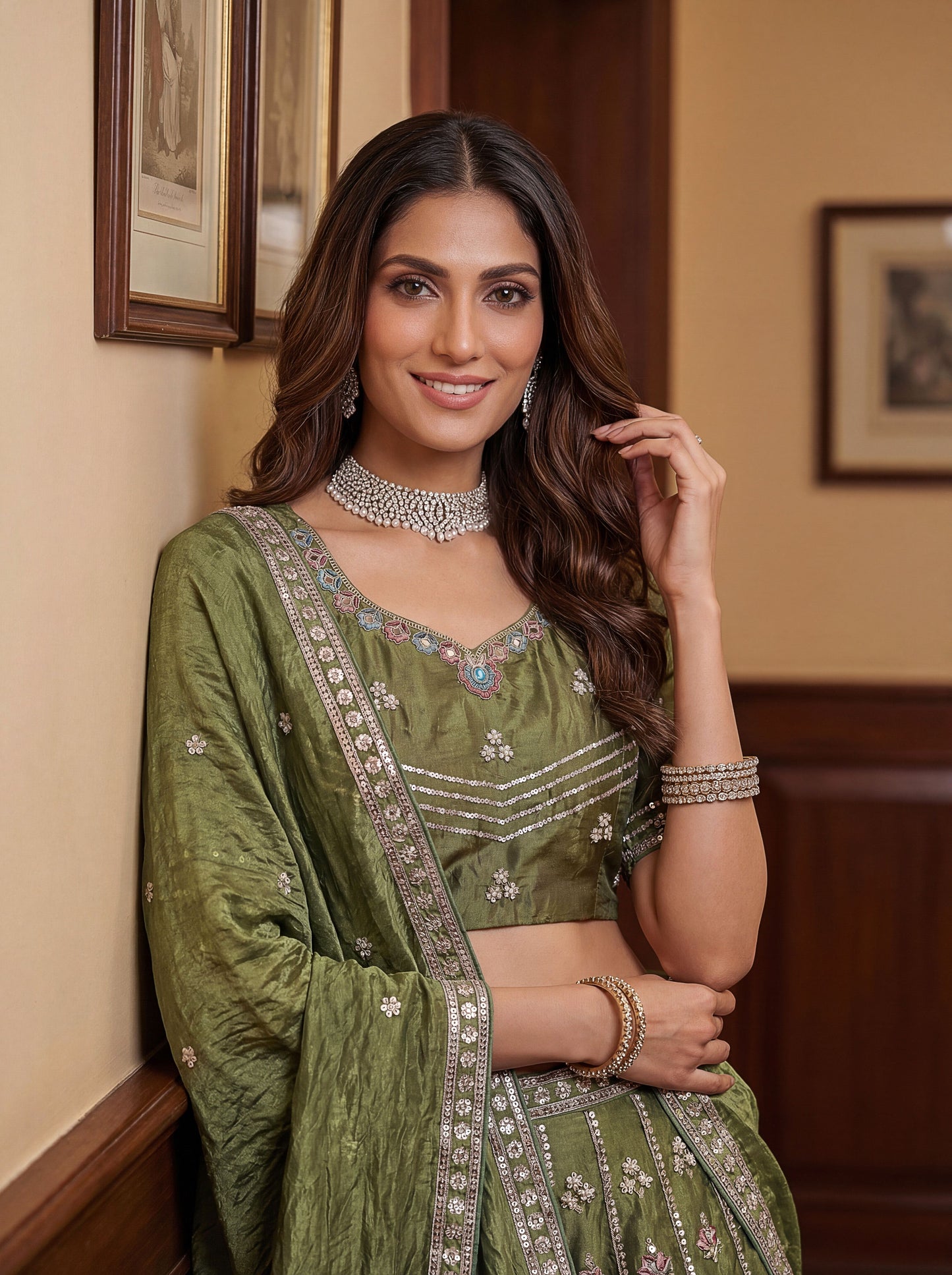 Prerika Fendi Silk Embroidered Lehenga Choli