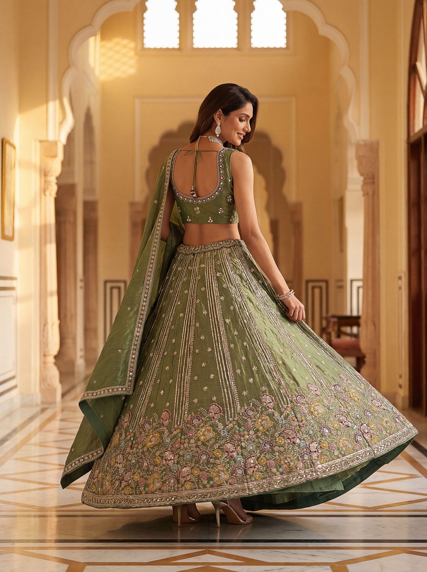 Prerika Fendi Silk Embroidered Lehenga Choli
