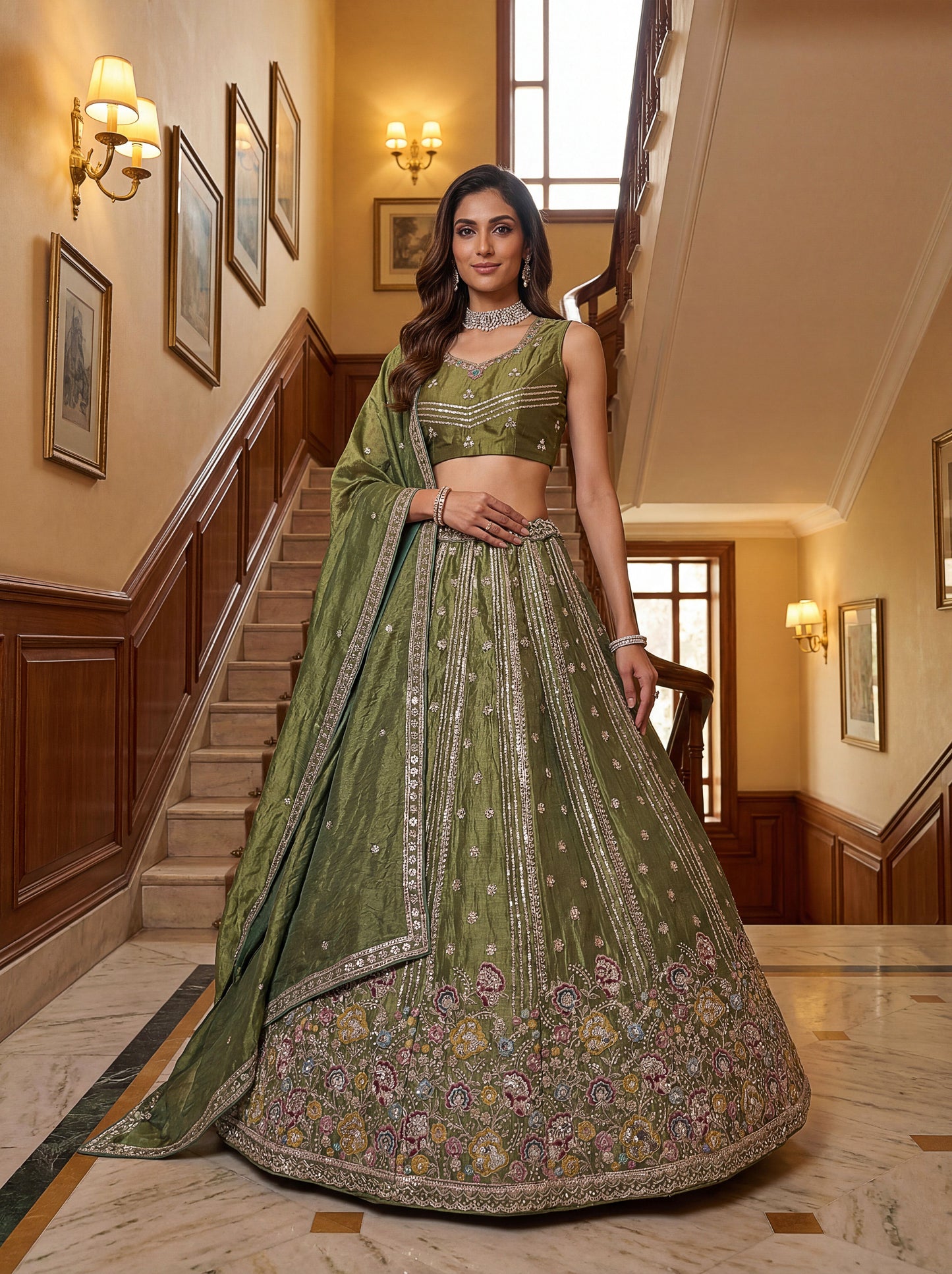 Prerika Fendi Silk Embroidered Lehenga Choli