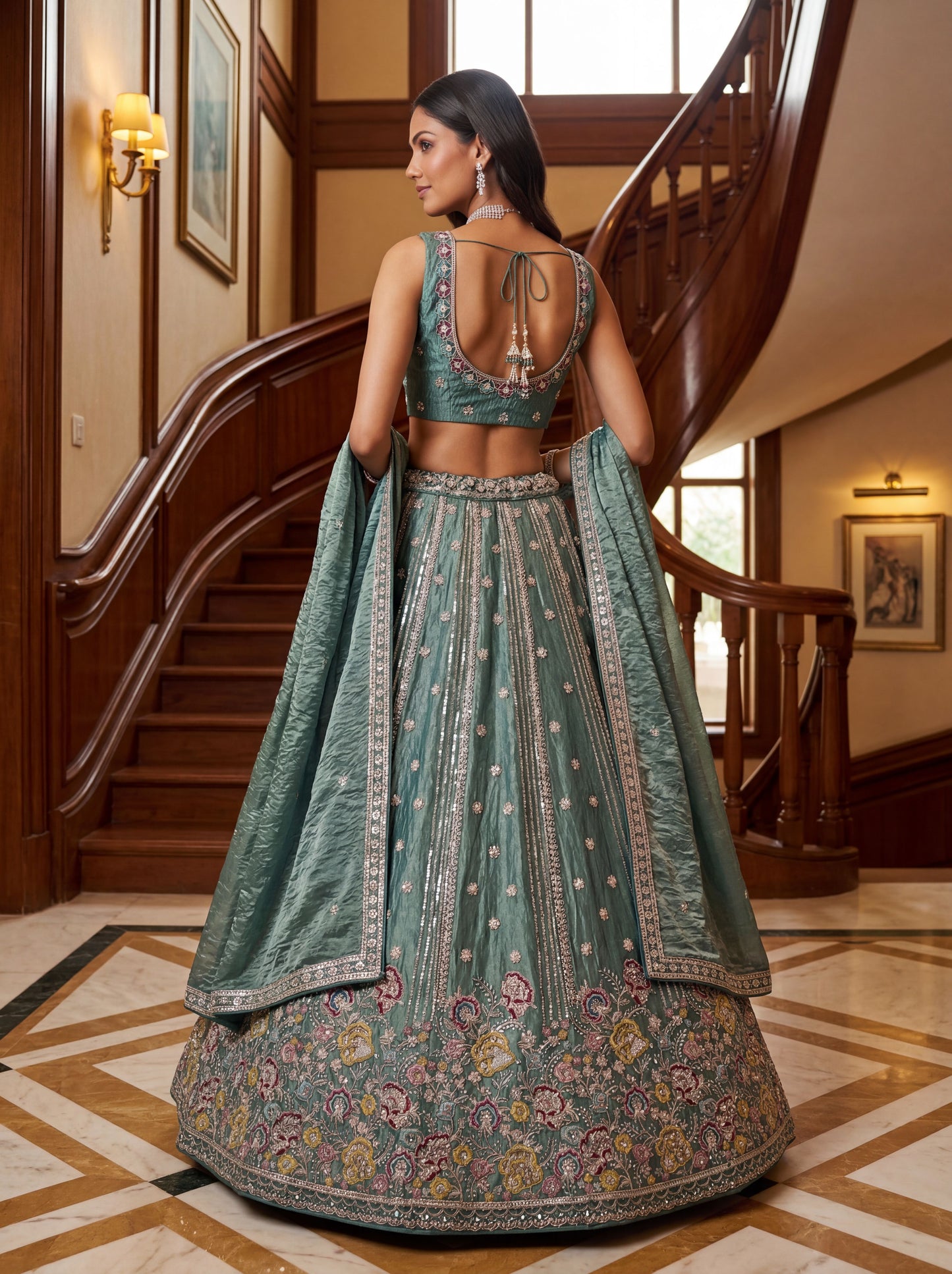 Prerika Fendi Silk Embroidered Lehenga Choli