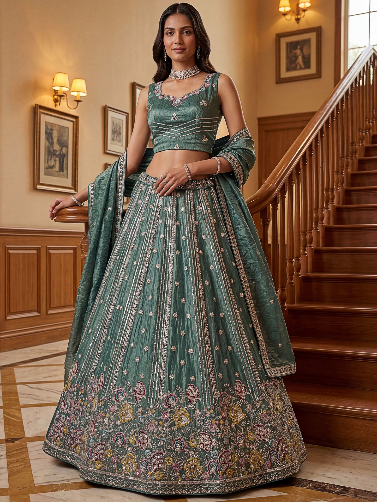Prerika Fendi Silk Embroidered Lehenga Choli