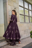Purple Maslin Fabric Digital Printed Plazo Suit