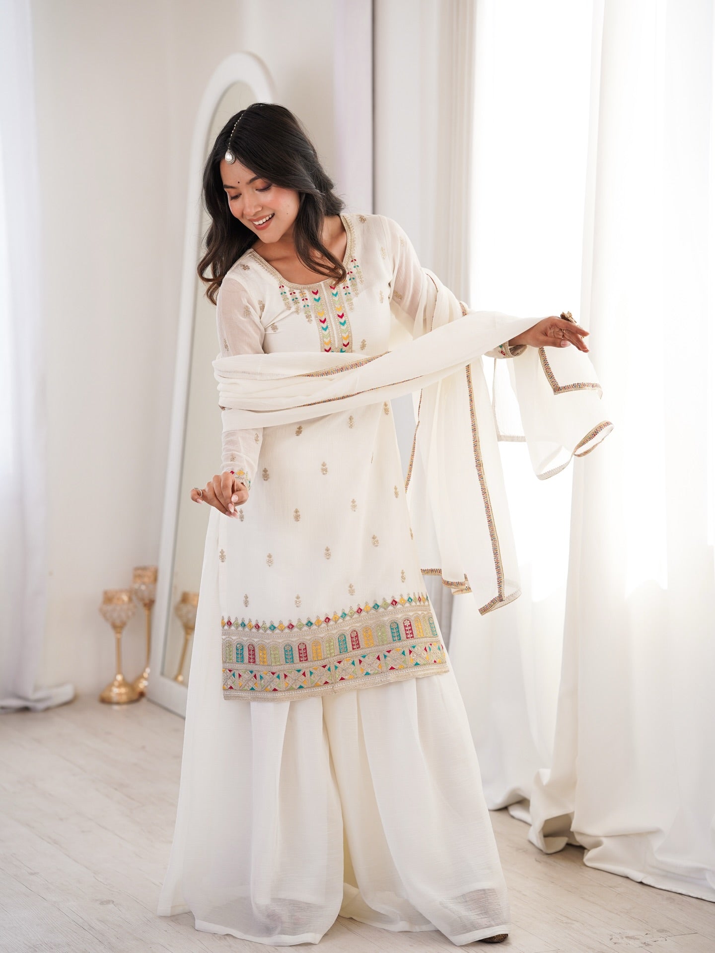 Aaradhya Off-White Crunchy Silk Sharara Set