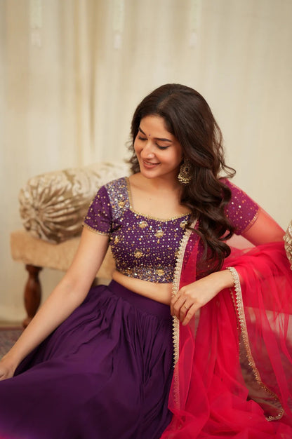 Aarohi Traditional Shaded Georgette Zari Sequins Lehenga Choli