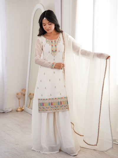 Aaradhya Off-White Crunchy Silk Sharara Set