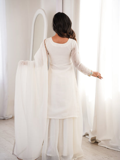 Aaradhya Off-White Crunchy Silk Sharara Set