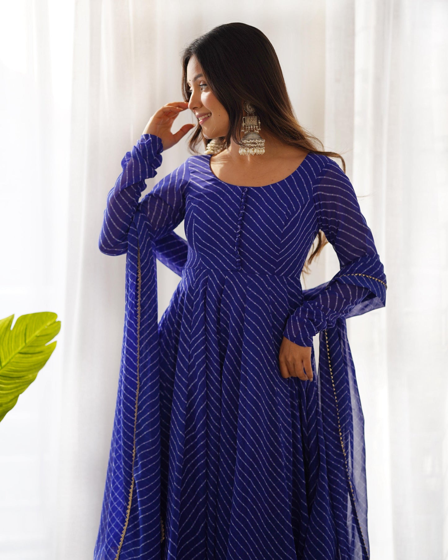 Pure Soft Georgette Blue Laheriya Anarkali
