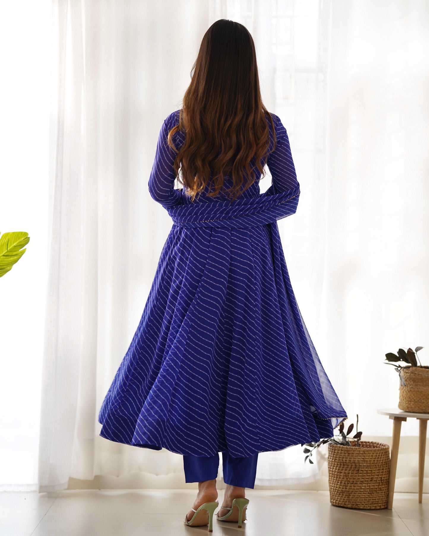 Pure Soft Georgette Blue Laheriya Anarkali