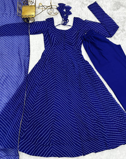 Pure Soft Georgette Blue Laheriya Anarkali