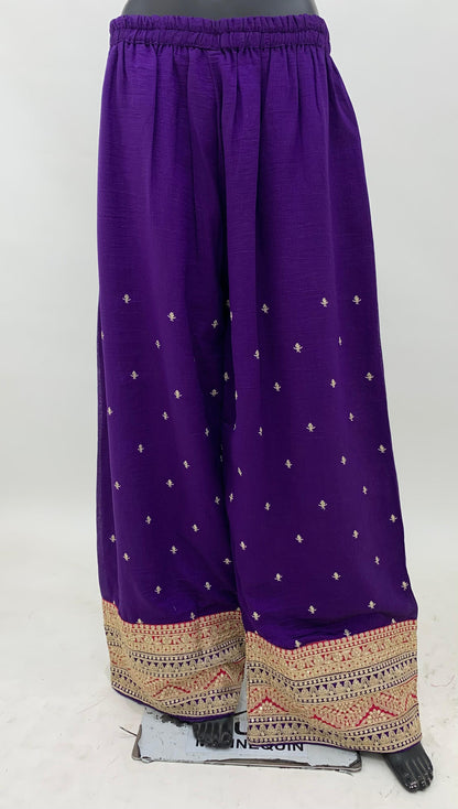 Vichitra Silk Pink And Blue Embroidered Sharara Suit