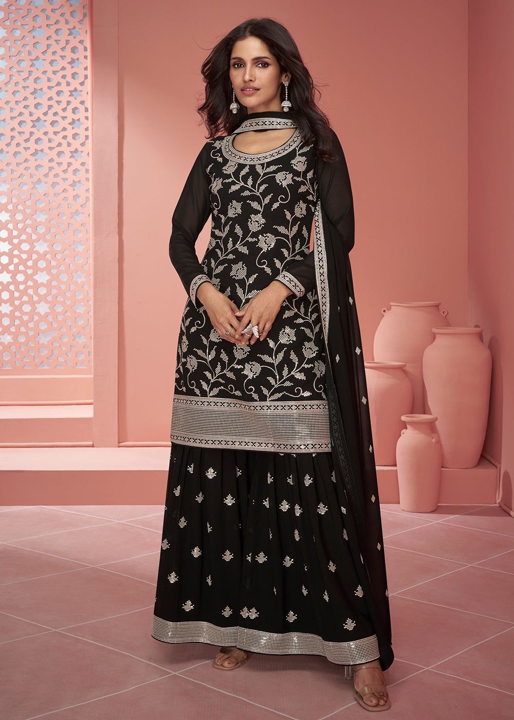 Black Magic Stunning Embroidered Georgette Suit Set