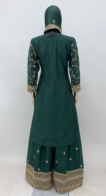 Haryali Green Chinon Embroidered Chinon Suit Set