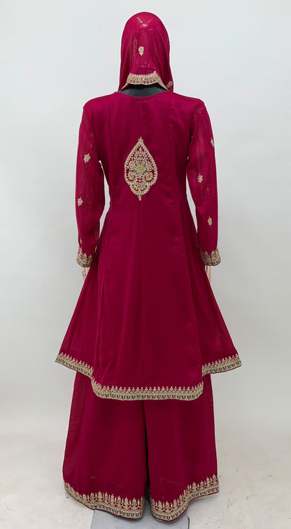 Pink Vichitra Silk Stunning Embroidered Suit Set