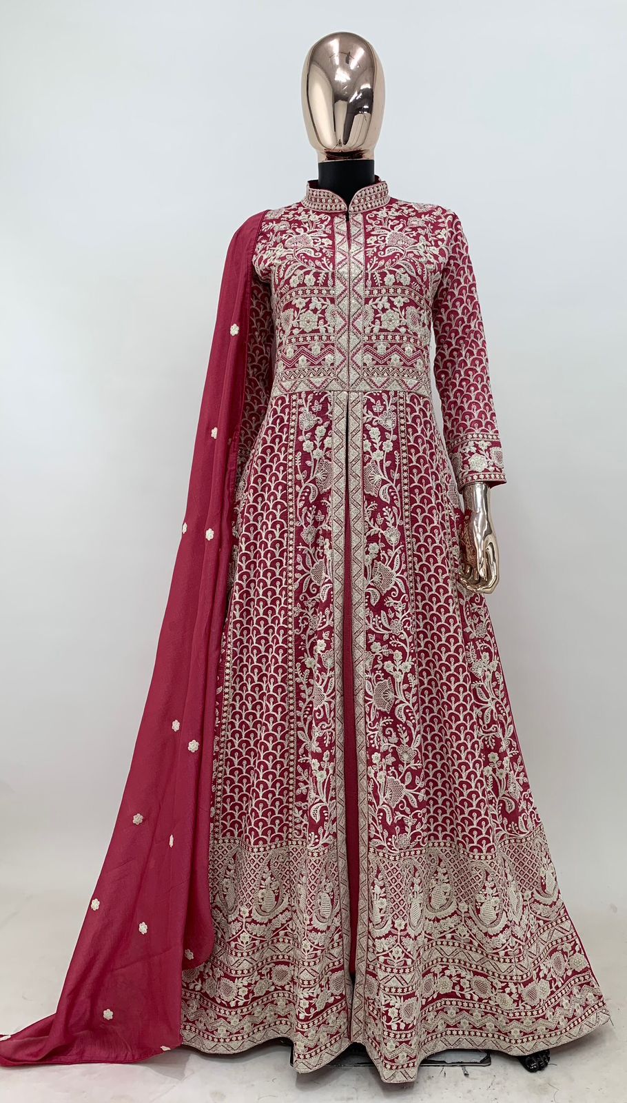 Exquisite Stunning Vichitra Silk Skirt Gown Set