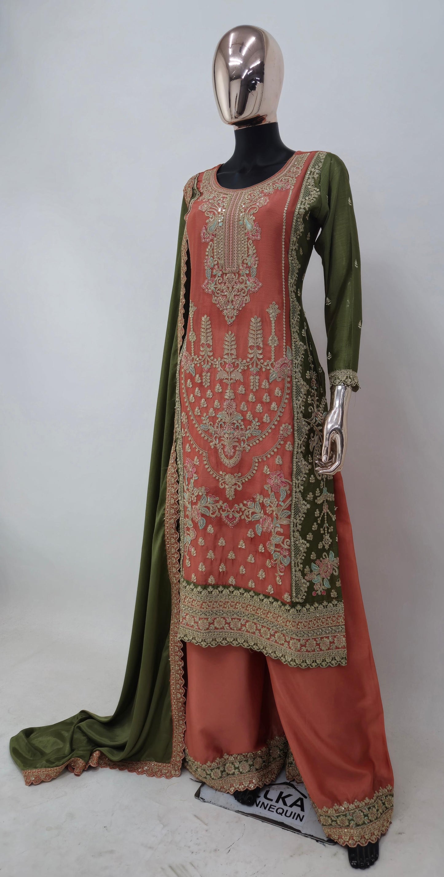 Gajri Chinon Embroidery Work Sharara Set