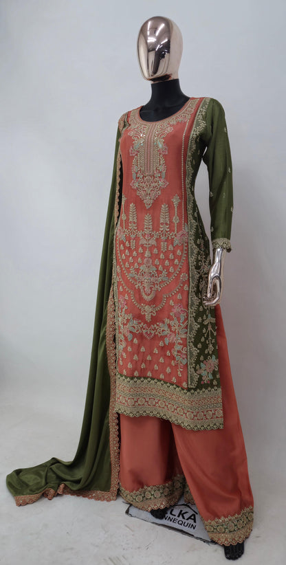 Gajri Chinon Embroidery Work Sharara Set
