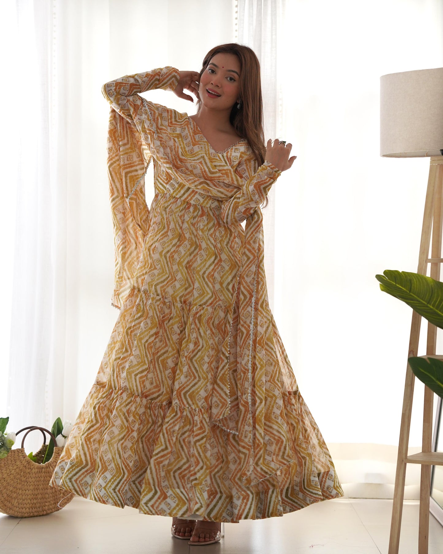 Pure Soft Georgette Zigzag Fancy Lace Work Anarkali