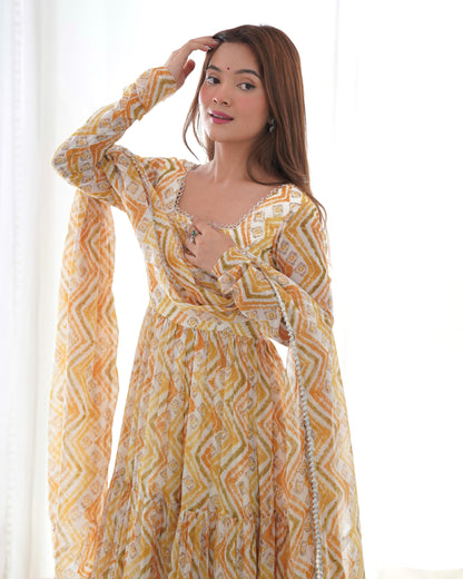 Pure Soft Georgette Zigzag Fancy Lace Work Anarkali