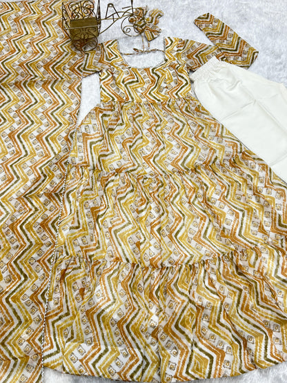 Pure Soft Georgette Zigzag Fancy Lace Work Anarkali