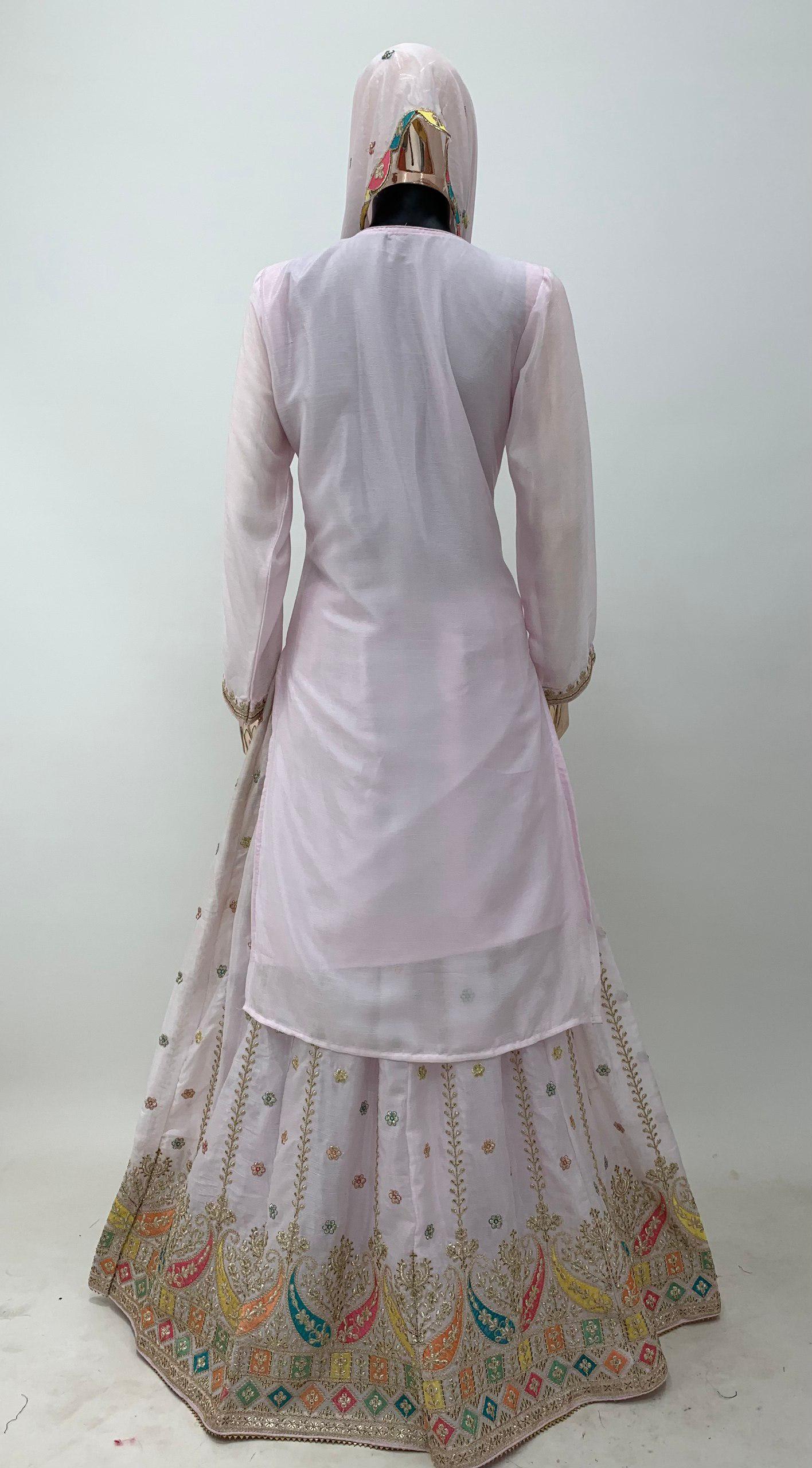 White Sukhmani Chinon Suit Set